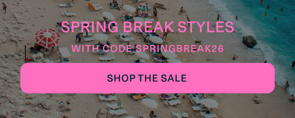 an image of a beach with a yellow sign that says 25 % off spring break styles