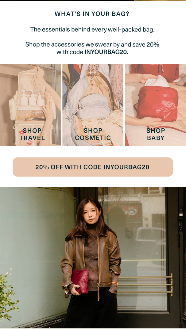 20% off accessories with code INYOURBAG20
