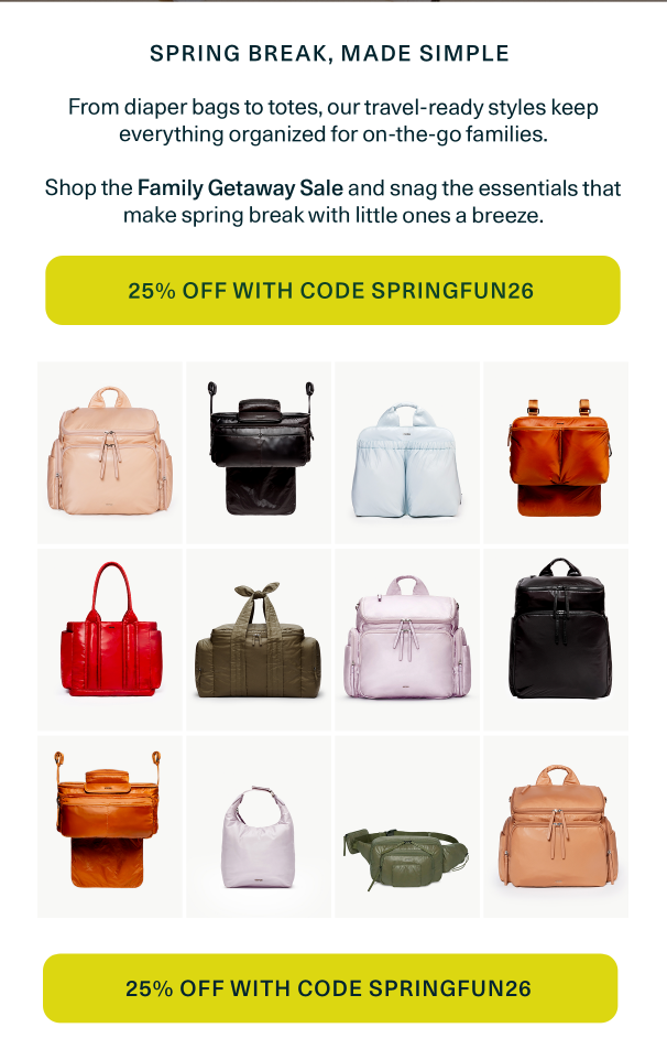 25% off travel edit with code SPRINGFUN26
