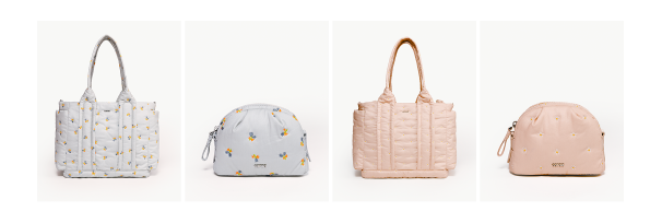 an image of a group of three bags with a flower design