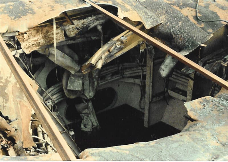 Another view of bomb damage aboard USS Reeves