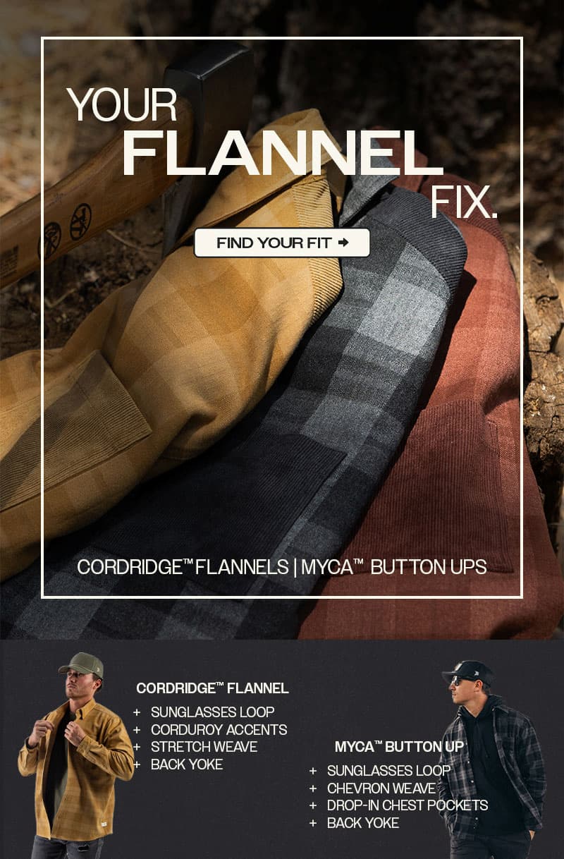 FLANNEL SEASON | CORDRIDGE FLANNELS + MYCA BUTTON UPS | FIND YOUR FIT >