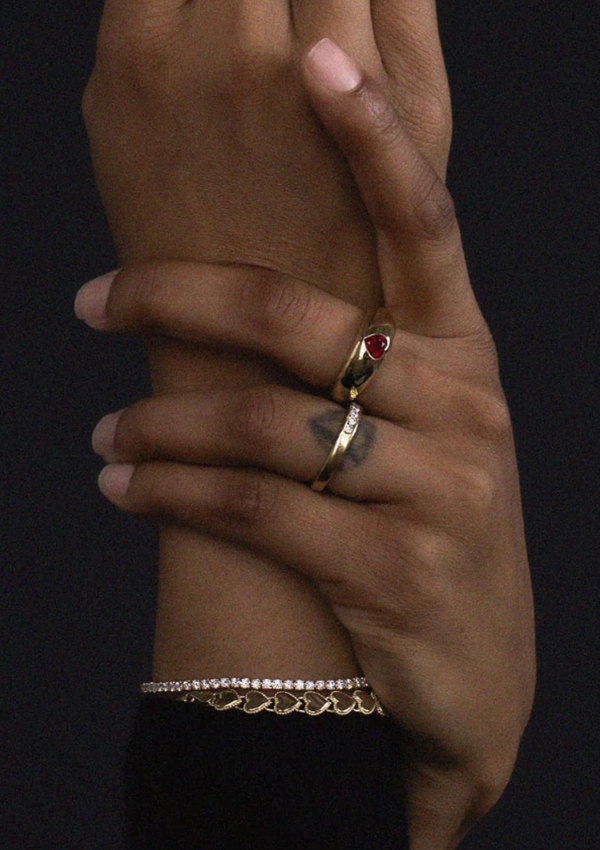 Baby Kay Heart Dome Ring Ruby