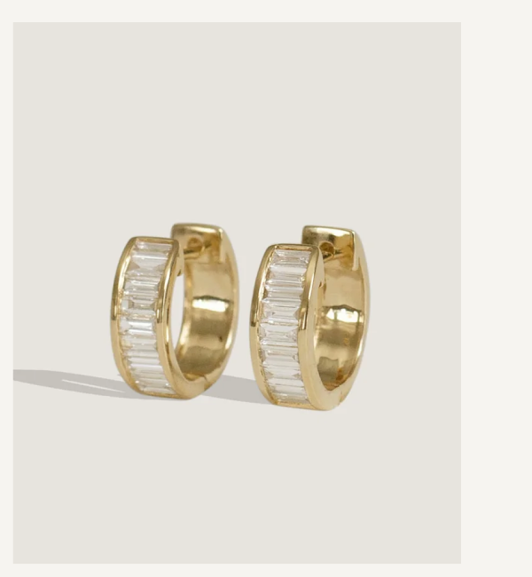 Bobbi Baguette Diamond Huggie Earrings