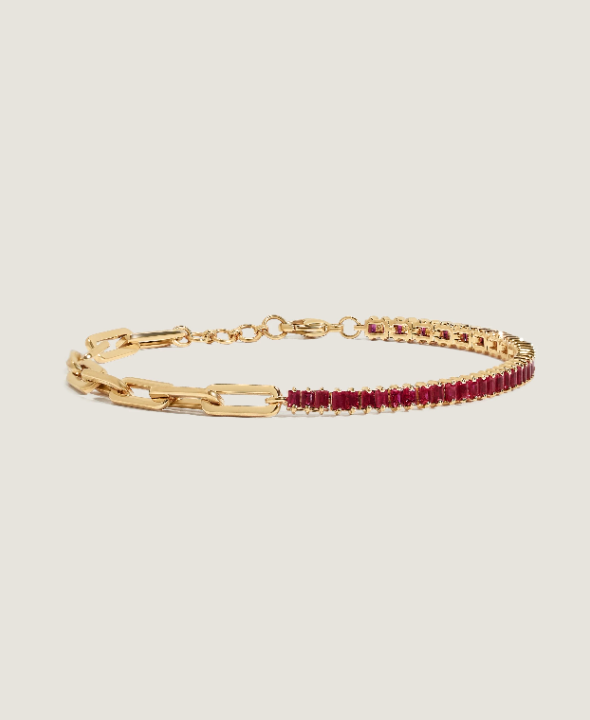 Serena Baguette Tennis Link Bracelet Ruby
