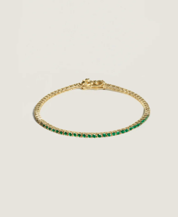 Classic Diana Tennis Bracelet Emerald Yellow Gold