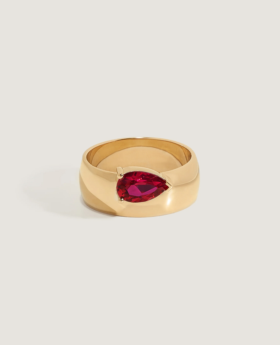 Porter Cigar Band Ring Pear Ruby