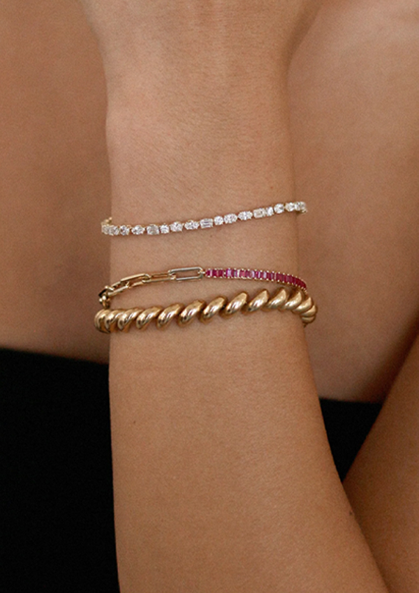 Serena Baguette Tennis Link Bracelet Ruby
