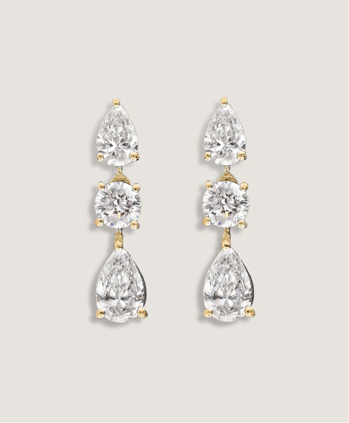 Third Time's a Charm Drop Earrings Pear 2.7ctw Diamond
