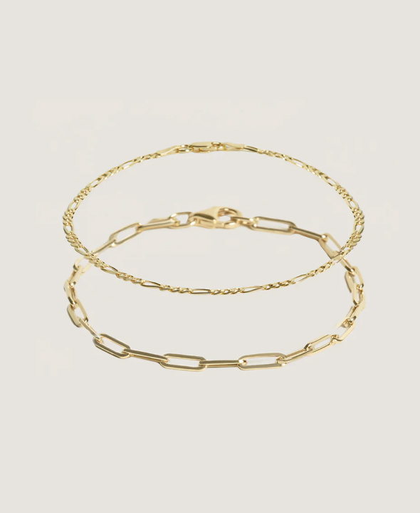 Kyle Figaro & Paperclip Link Chain Bracelet Stack
