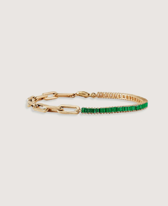 Serena Baguette Tennis Link Bracelet Emerald