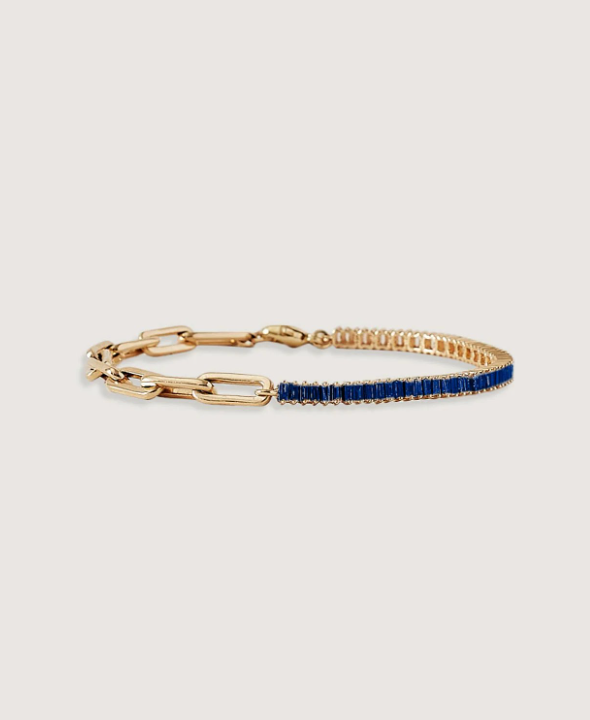 Serena Baguette Tennis Link Bracelet Blue Sapphire