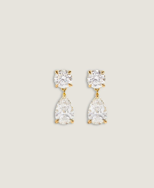 Frankie Round & Pear 4ctw Diamond Earrings