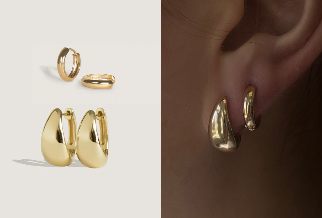 Teardrop Hoop & Classic Huggie Earring Stack