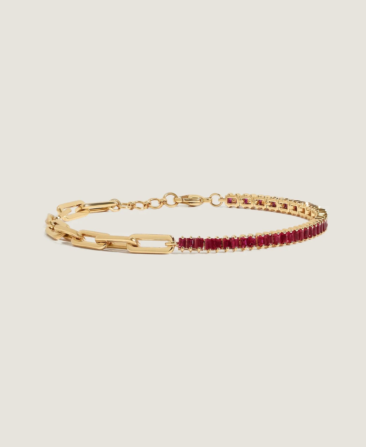Serena Baguette Tennis Link Bracelet Ruby