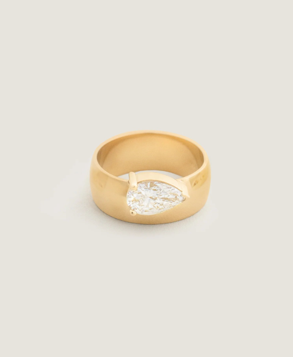 Porter Cigar Band Ring Pear Diamond