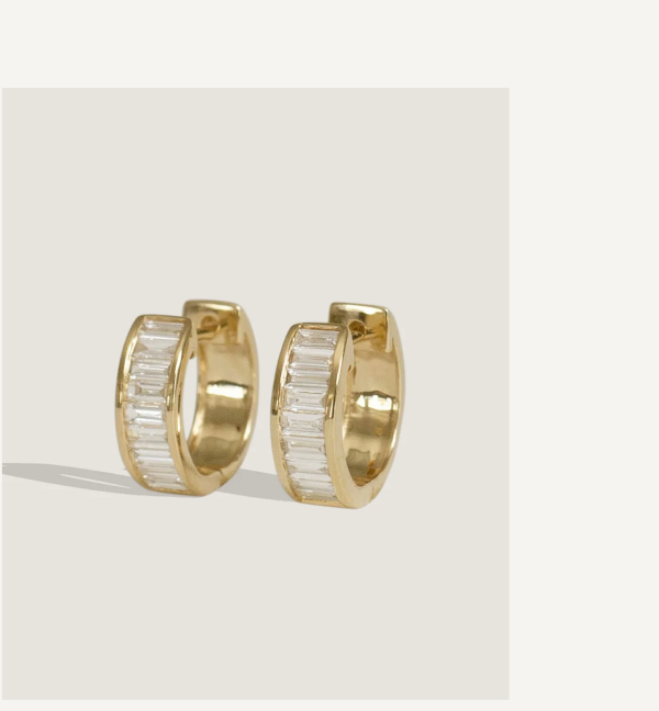 Bobbi Baguette Diamond Huggie Earrings