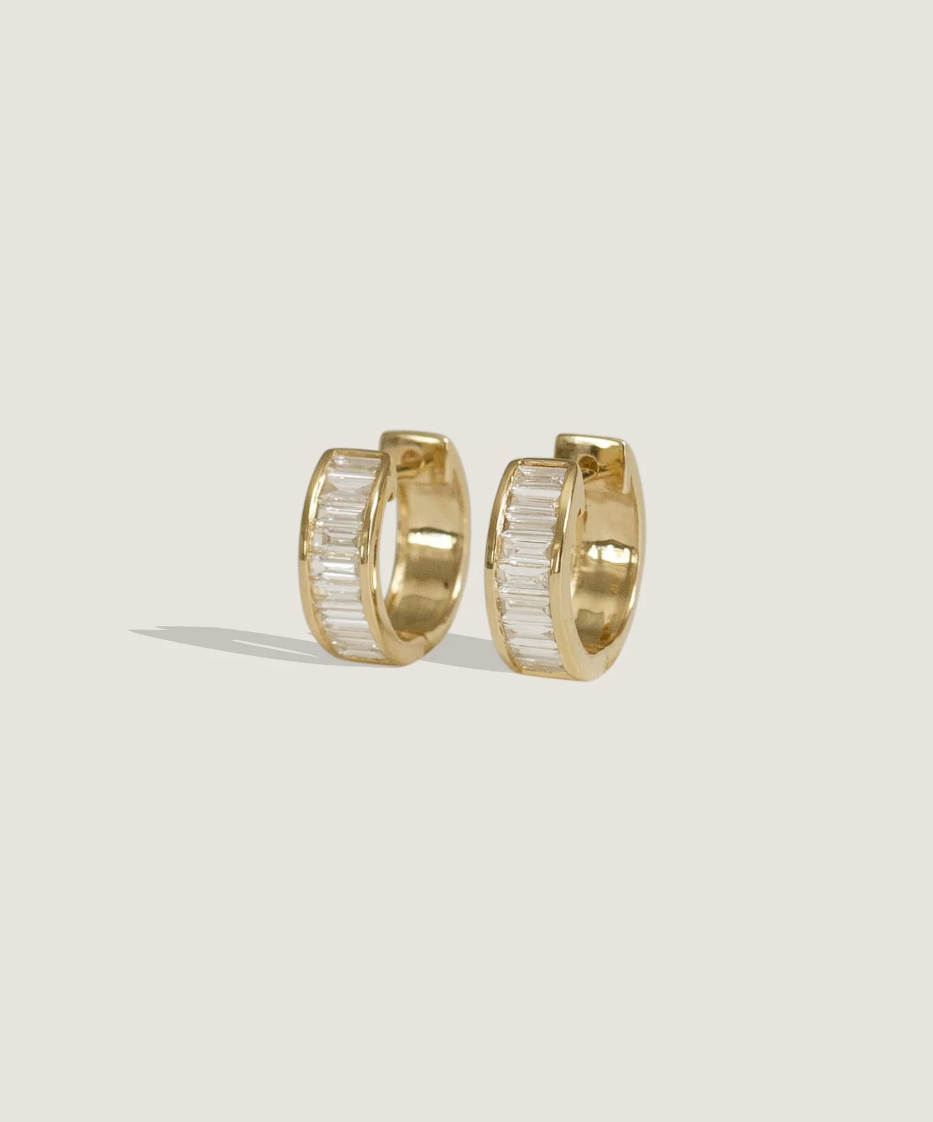 Bobbi Baguette Diamond Huggie Earrings