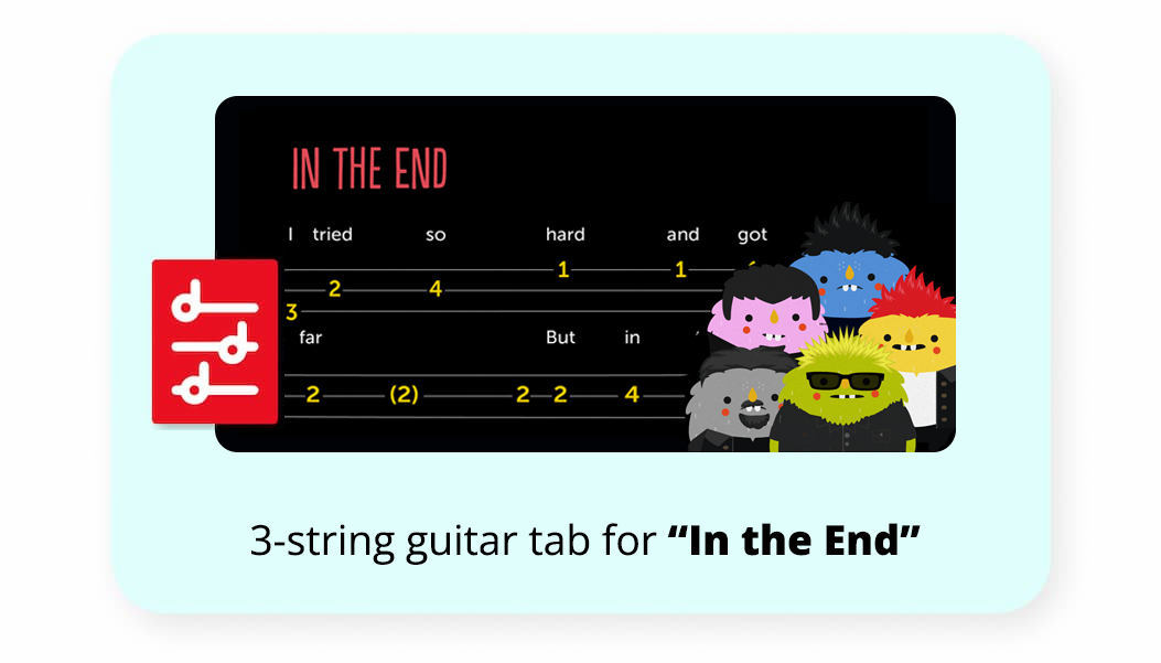 3-string guitar tab for “In the End”
