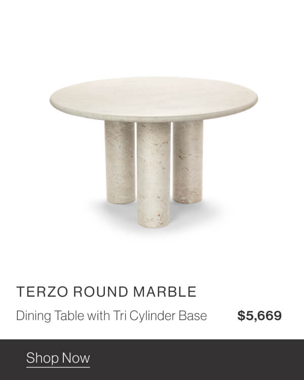 Terzo Round Marble Dining Table with Tri Cylinder Base - $5,669 - Shop Now