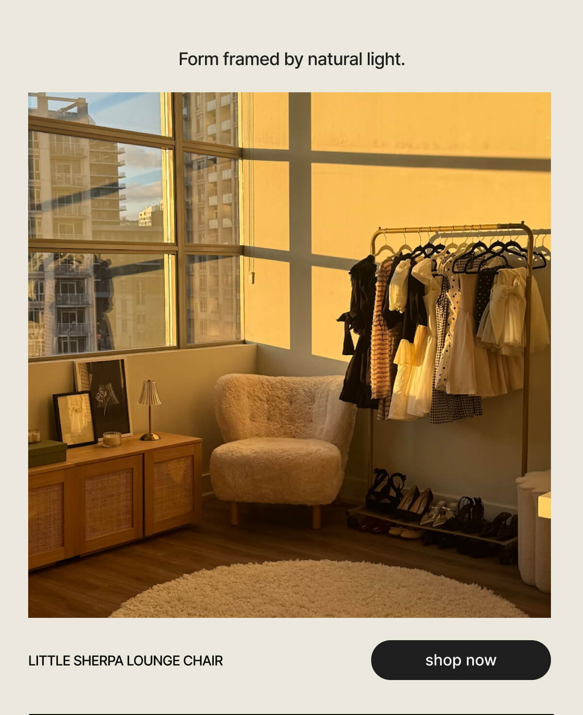 Form framed by natural light. - LITTLE SHERPA LOUNGE CHAIR - shop now