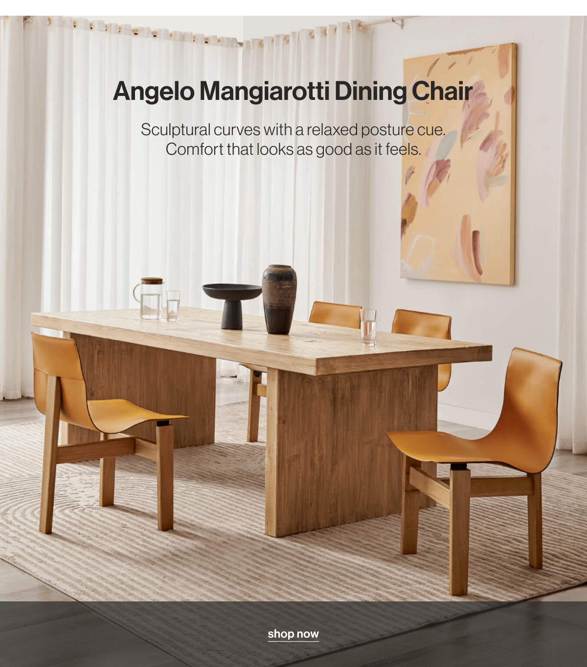 Angelo Mangiarotti Dining Chair - Sculptural curves with a relaxed posture cue. Comfort that looks as good as it feels. - Shop now