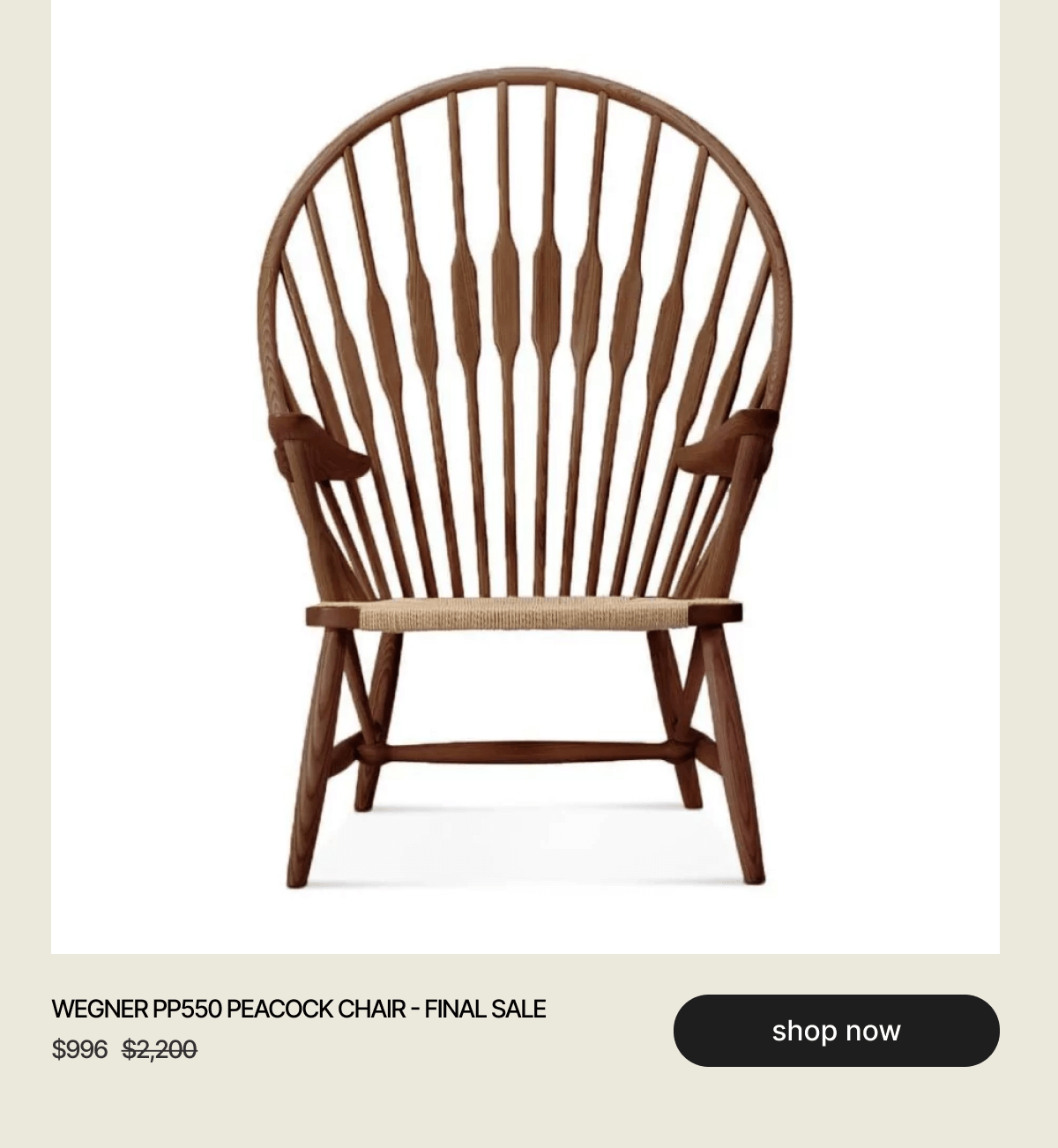 WEGNER PP550 PEACOCK CHAIR - FINAL SALE - $996 - $2,200 - shop now