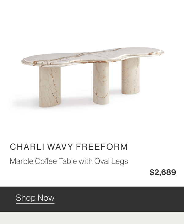 Charli Wavy Freeform Marble Coffee Table with Oval Legs - $2,689 - Shop Now