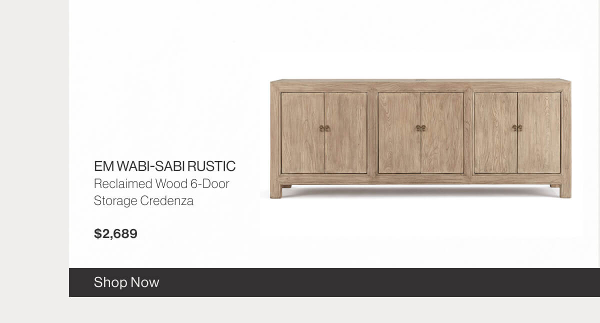EM Wabi-Sabi Rustic Reclaimed Wood 6-Door Storage Credenza - $2,689 - Shop Now