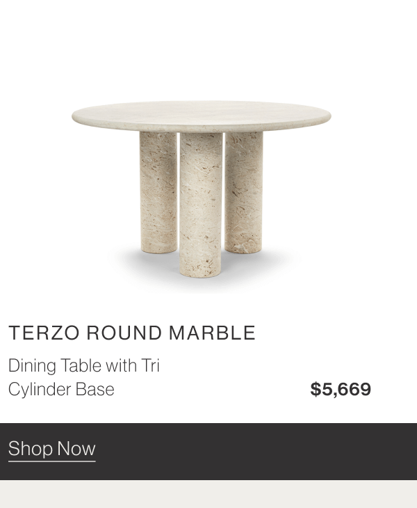 Terzo Round Marble Dining Table with Tri Cylinder Base - $5,669 - Shop Now