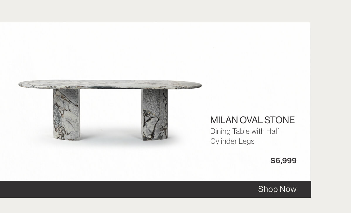 Milan Oval Stone Dining Table with Half Cylinder Legs - $6,999 - Shop Now
