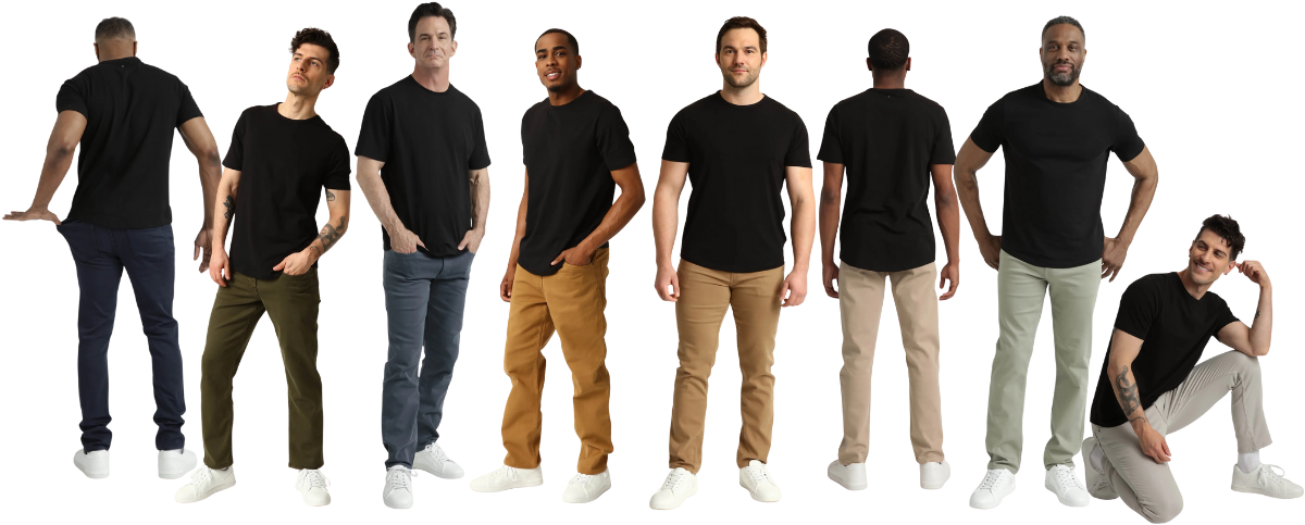 Denkhakis come in 8 washes & 3 fits