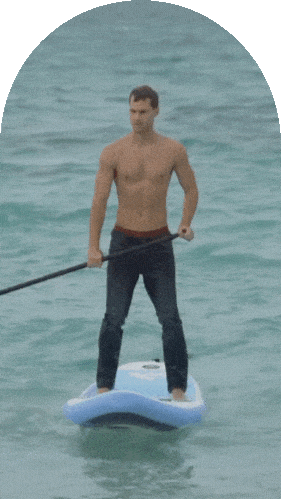 Athletic fit Cowboys look pretty Perfect on a paddle board