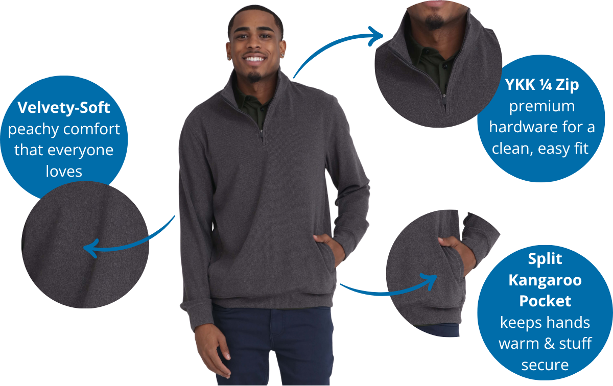 Quarter Zip Pullover in Charcoal Heather