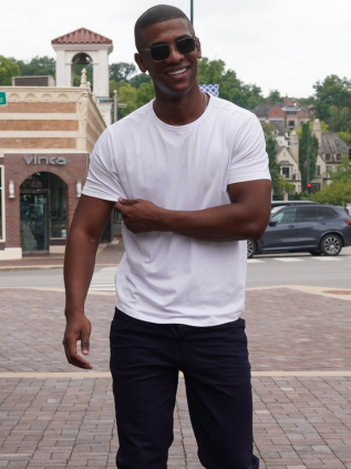 White Crew Neck & Bandit (black) jeans