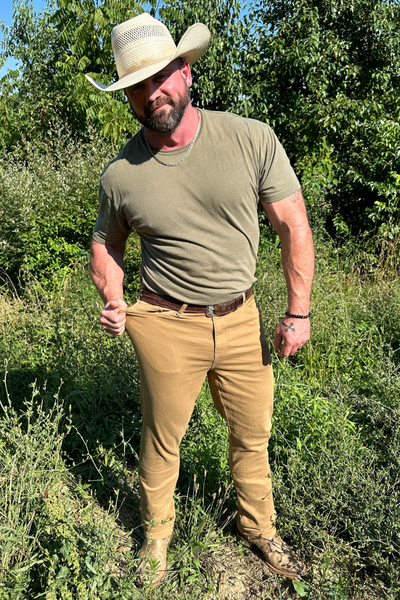 Olive Crew Neck & Slim Thick Dark Denkhakis