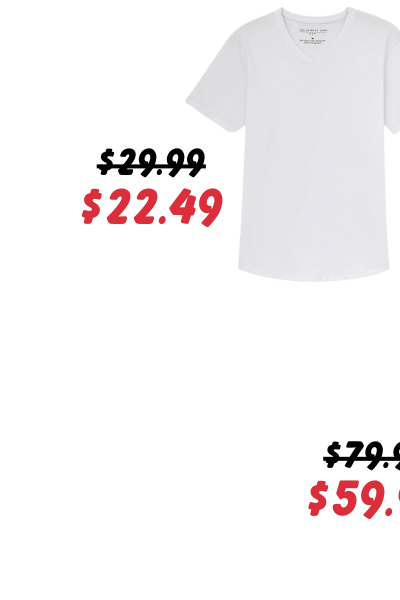 White V-necks are $22.49