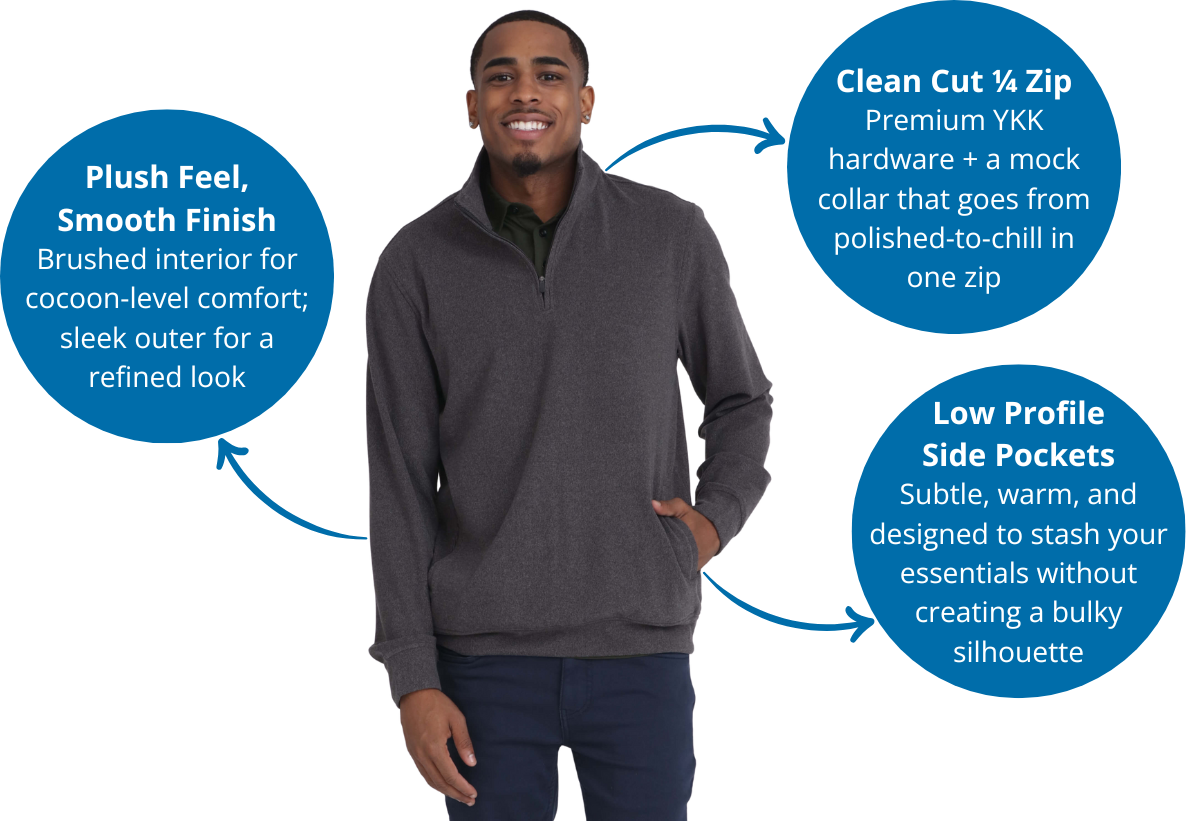 Quarter Zip Pullover in Charcoal Heather