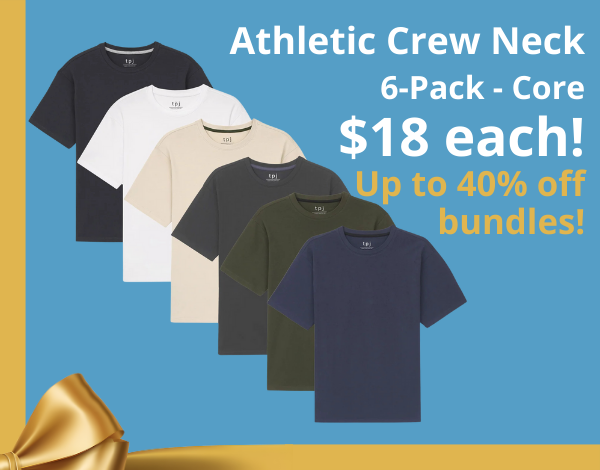 Athletic Crew Neck 6-Pack - Core - $107.96 - Save $71.98