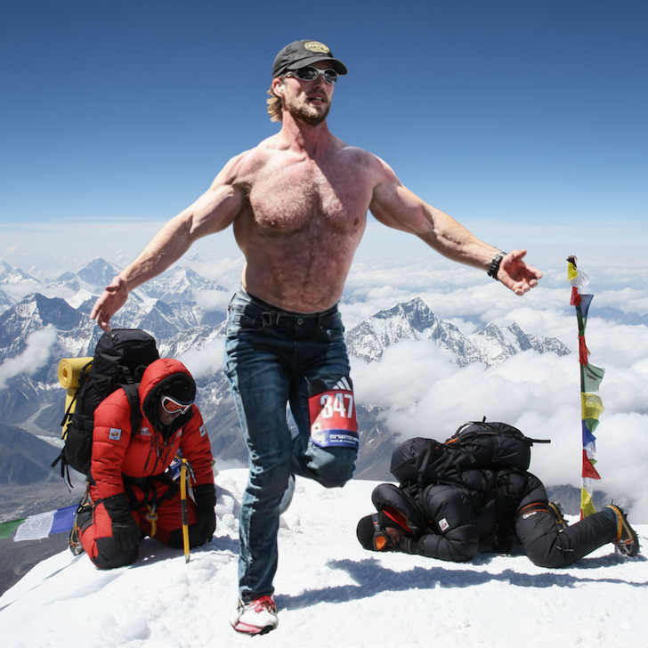 Totally realistic image of Truett conquering Mt. Everest