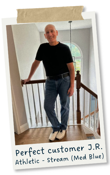 Perfect customer JR is wearing Athletic fit Streams