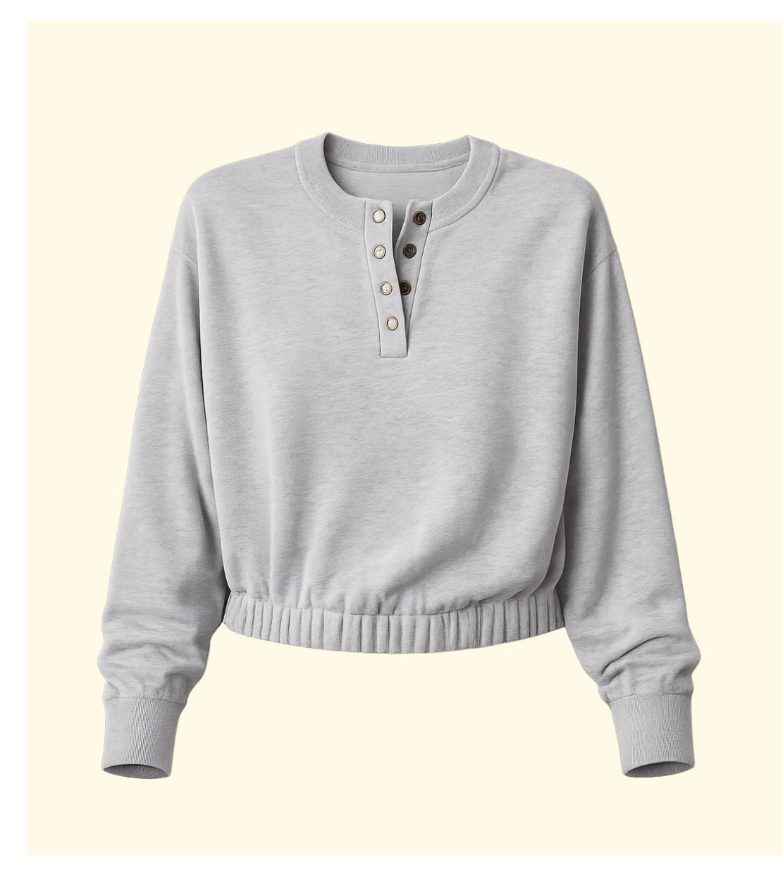 Elastic Waist Henley Sweater