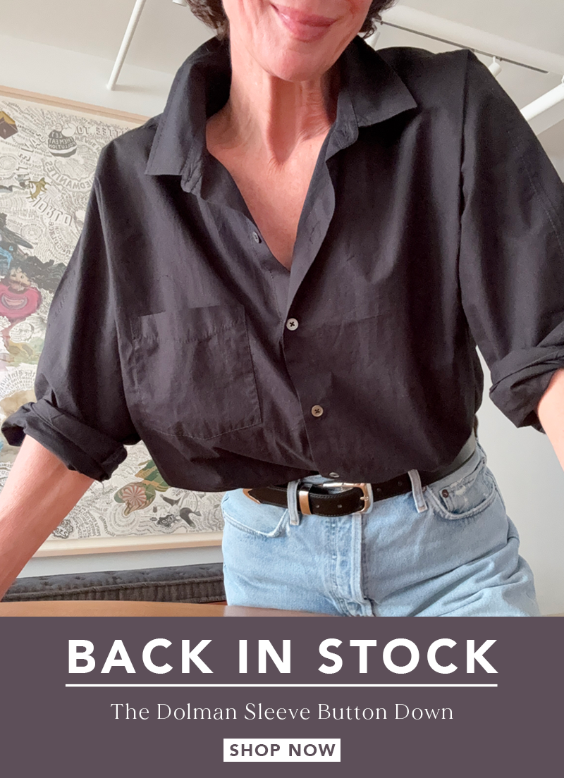 Our dolman sleeve button down is back in stock!
