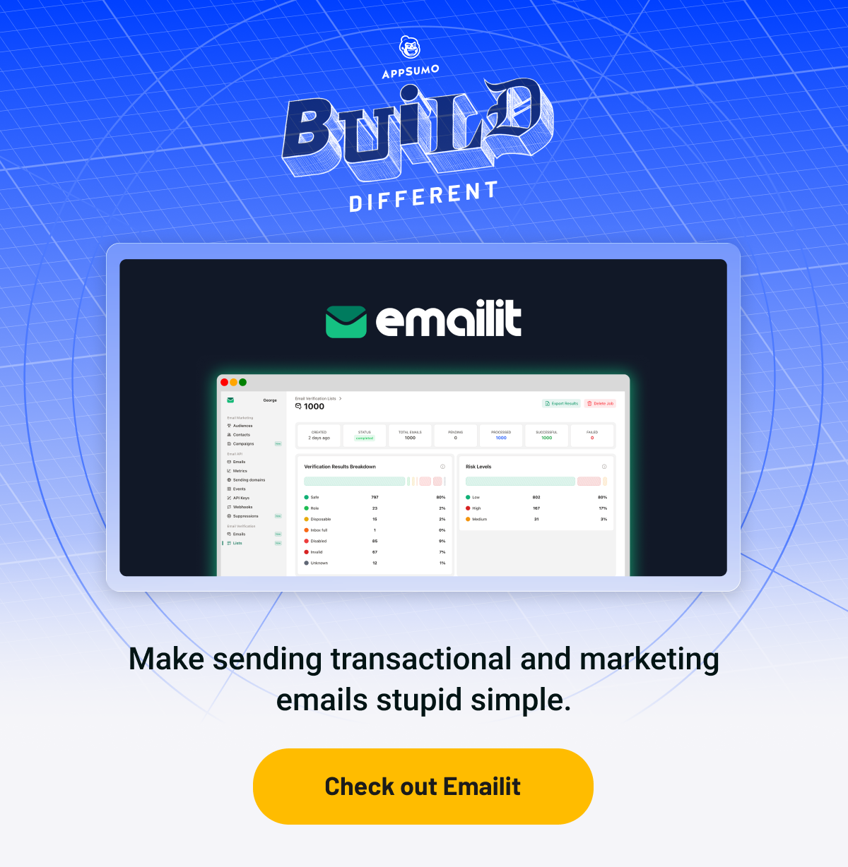 Emailit: Make sending emails stupid simple with quick and reliable delivery using campaigns, SMTP, or API.
