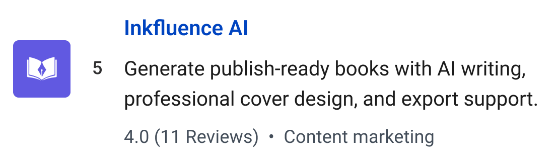 Inkfluence AI: Generate publish-ready books with AI writing, professional cover design, and export support.