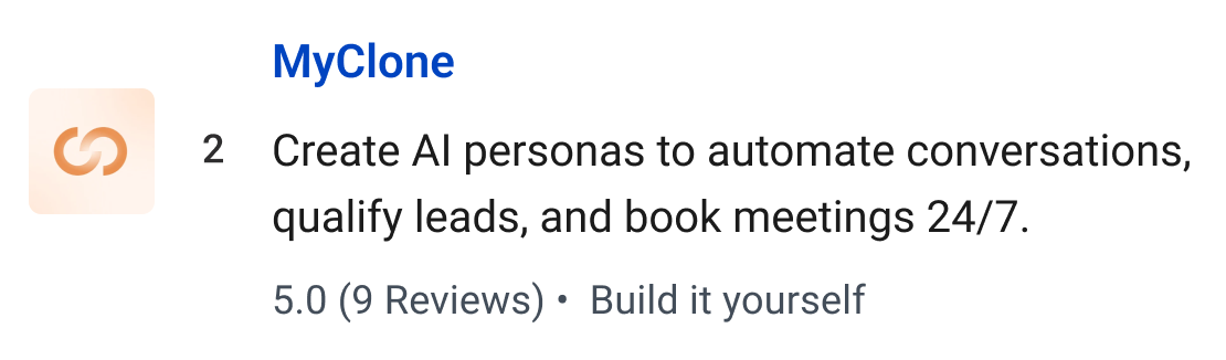 MyClone: Create AI personas to automate conversations, qualify leads, and book meetings 24/7.