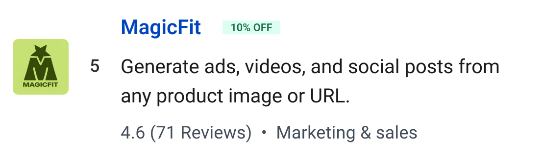 MagicFit: Generate ads, videos, and social posts from any product image or URL.