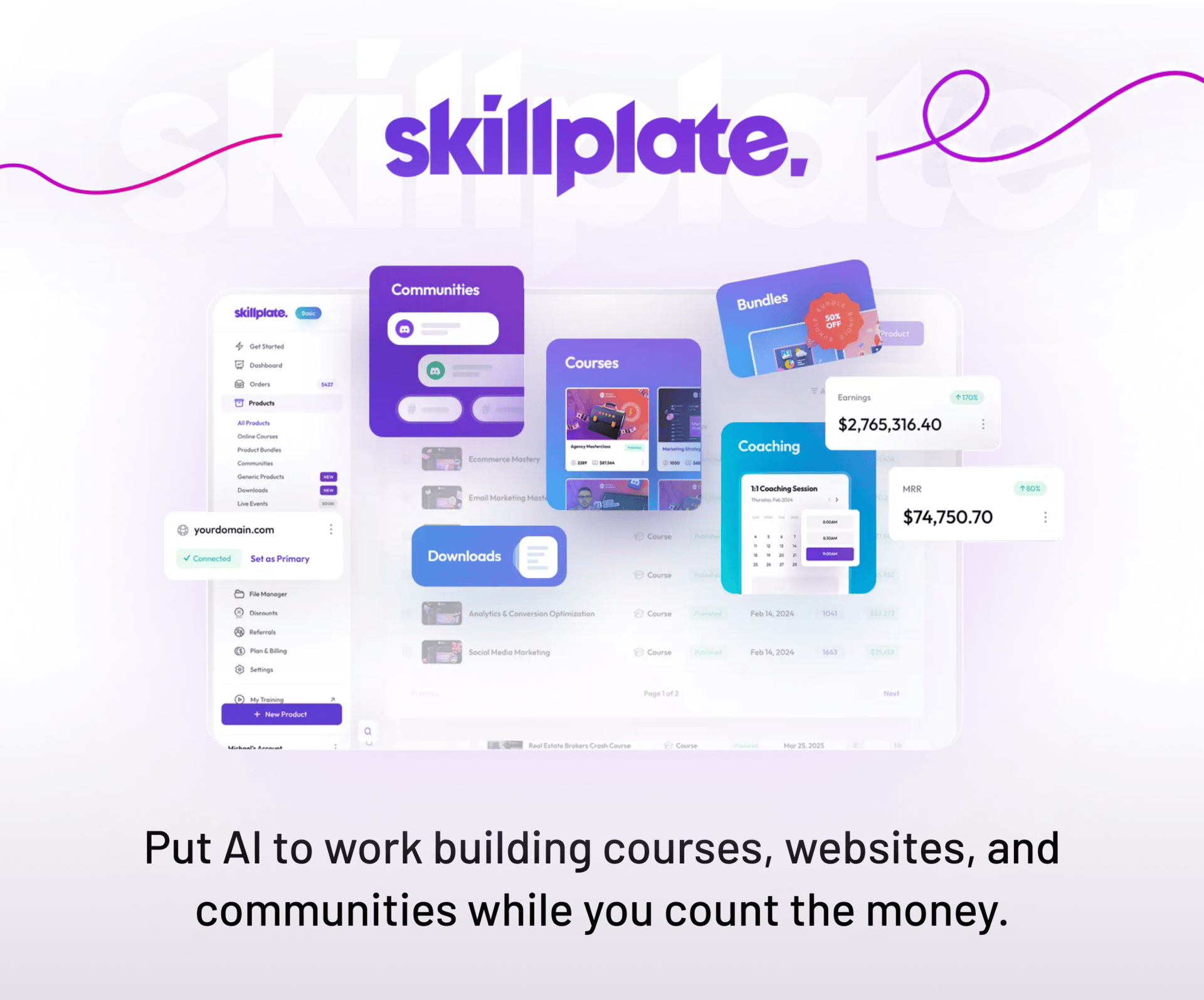 Leaving soon: Skillplate. Gone in less than 4 days. Put AI to work building courses, websites, and communities while you count the money.