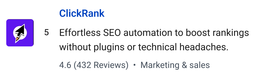 ClickRank: Effortless SEO automation to boost rankings without plugins or technical headaches.