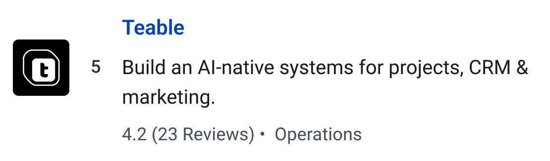 Teable: Build an AI-native systems for projects, CRM & marketing